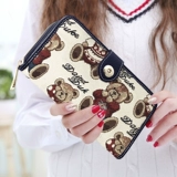 邻家小妃 Длинная версия кошелька для женщин, новинка 2025 года, практичная цепочка на молнии, магнитная пряжка, милый студенческий кошелек с медвежонком