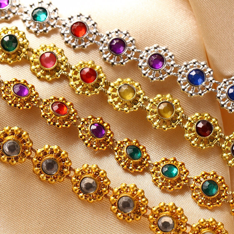 Vault Decoration Folding Tower Bead Chain Multicolored Gold and Silver Beads Fruit Paper Box Edge Binding Plastic Colorful Beads Small Plum Blossom