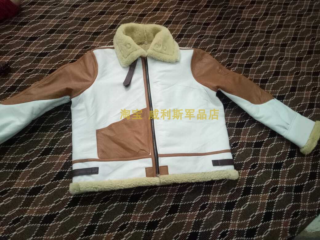 World War II U.S. Army Air Force B17 bomber white B3 sheepskin fur one-piece bomber jacket leather jacket