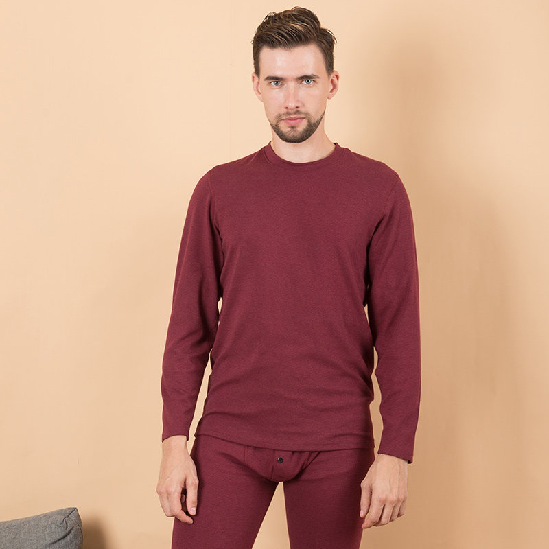 Qiuyi sanitary pants men's autumn and winter thickened bottoming cotton sweater middle-aged and elderly round neck sanitary pants sanitary pants fever pants