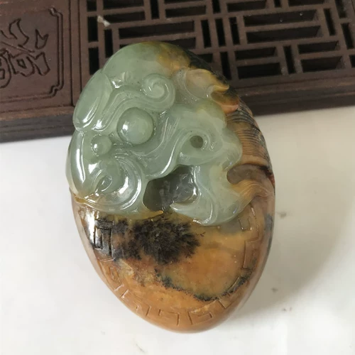 Желтое и зеленое анализ мяса деревянные реки и нефритовый кулон 貔貅 реки шлифование нефрита ручки ручки