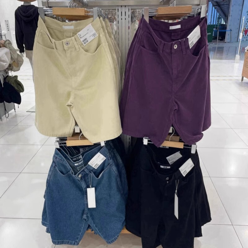 Japanese Style Women's Denim Bermuda Shorts/Washed Mid-Length Shorts 25 Spring/Summer New Model 476946