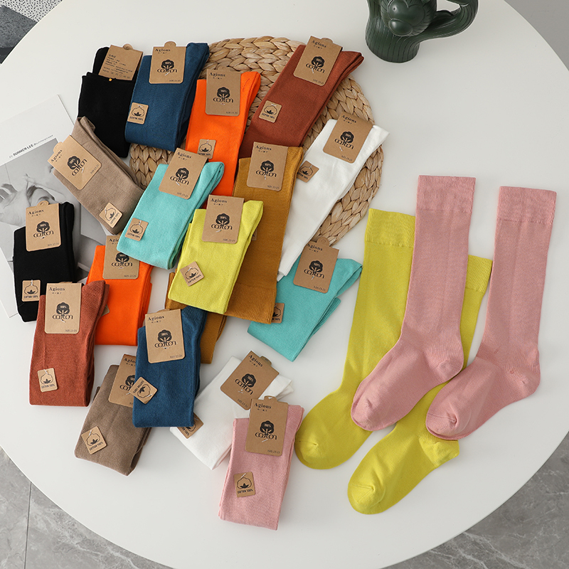 I Recommend Getting at Least 3 Pairs! a Great Addition to Your Fall and Winter Outfits! Candy-Colored Calf Socks, Slouch Socks, Long Cotton Socks