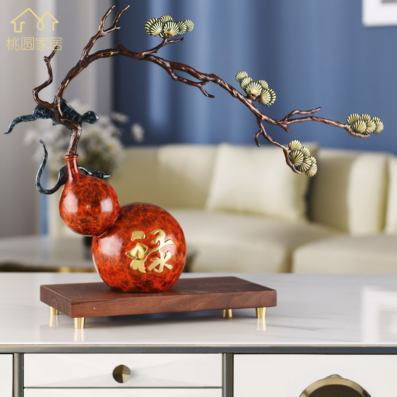 Pure copper gourd ornaments welcome new Chinese style home living room TV cabinet wine cabinet decoration office housewarming gift