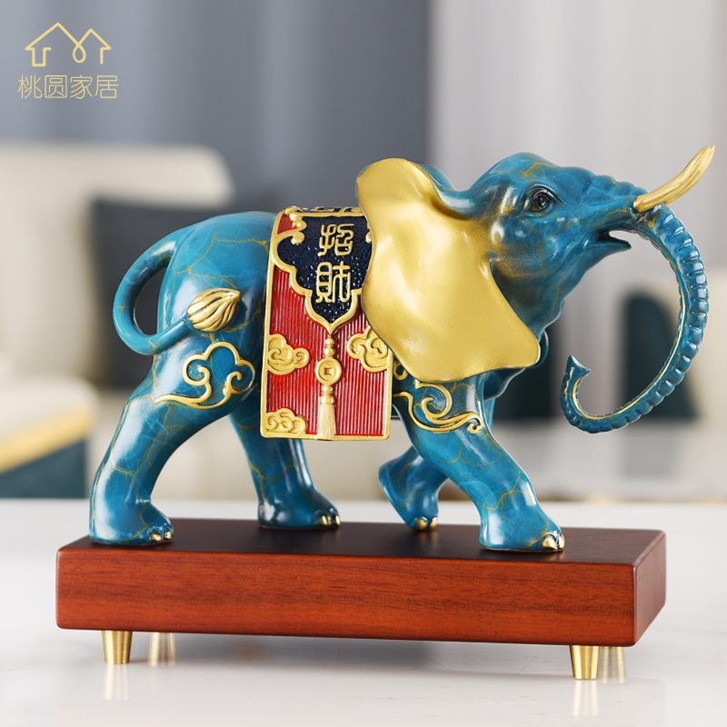 New Chinese style pure copper elephant ornaments Forbidden City royal elephant a pair of living room porch housewarming new home office decorations