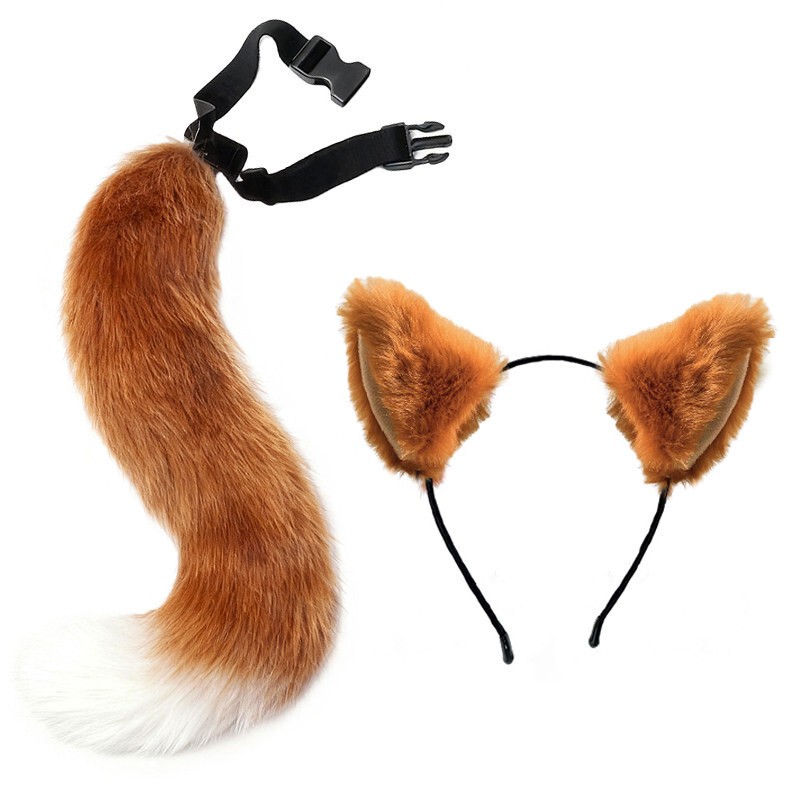 Nick Fox Tail Ears Headband Set Halloween Performance Props Cos Animal Tail Zootopia Headwear Nick Fox Tail Ears Headband Set Halloween Performance Props Cos Animal Tail Zootopia Headwear