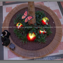 Round wooden leisure chair Public space Meichen decorative landscape chair Shopping mall solid wood sliced special-shaped seat