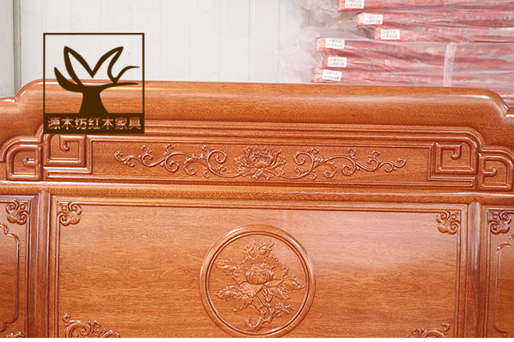 Gỗ hồng sắc Màu quốc gia mới Tianxiang King Bed Redwood Đồ nội thất Giường đôi Trung Quốc Gỗ 1,8 mét Dứa - Giường giường ngăn kéo