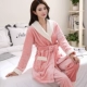 Đồ ngủ nữ mùa thu và mùa đông san hô lông cừu dài tay dày dễ thương dịch vụ tại nhà flannel cỡ lớn phiên bản mới của Hàn Quốc mặc bộ đồ mùa thu kiểu đồ bộ