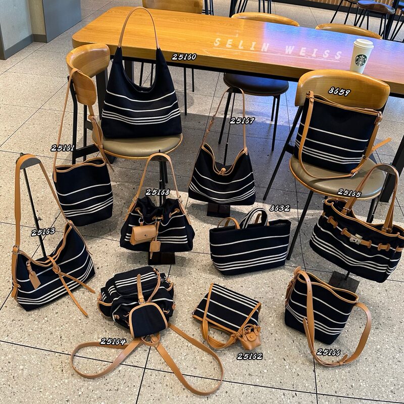2025 New Trendy Color-Block Large-Capacity Canvas Tote Bucket Bag High-Quality Vacation Style Mother-Daughter Bag 2025 New Trendy Color-Block Large-Capacity Canvas Tote Bucket Bag High-Quality Vacation Style Mother-Daughter Bag