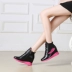Giày đế bệt bên trong tăng thêm Giày nữ cao 8cm Giày cao màu đen Giày đơn 2019 mùa đông mới bên hông khóa kéo đế bệt - Giày cao gót Giày cao gót