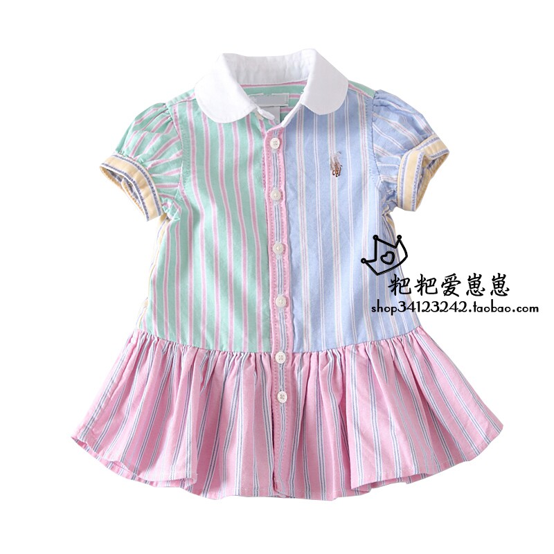 品牌童装春秋新款新款纯棉欧美大牌宝宝女童拼接裙婴幼儿童连衣裙