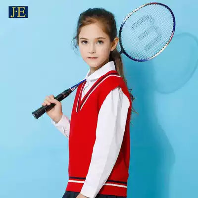 Girls vest children's knitted vest sweater 2021 Spring and Autumn wear foreign school children cotton thin wool coat