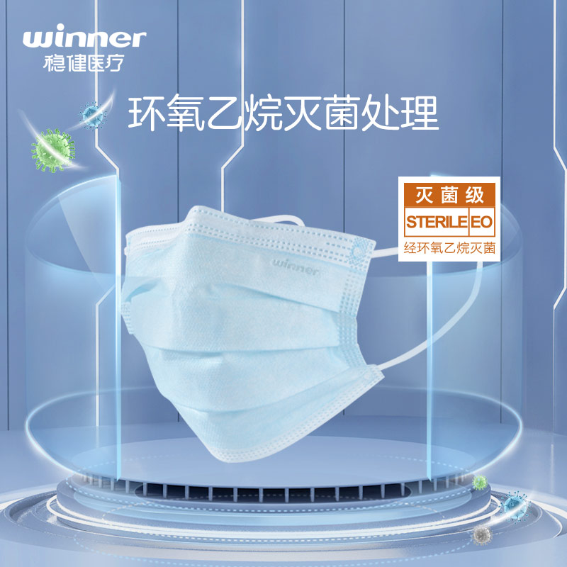 winner稳健一次性外科口罩医用口罩三层防护医生专用非独立包装