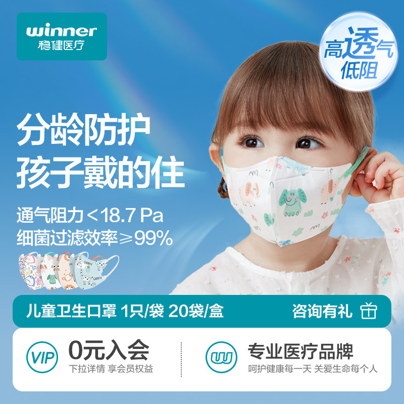 稳健棉里层儿童3d立体婴儿口罩防尘女孩卡通可爱宝宝小孩防花粉