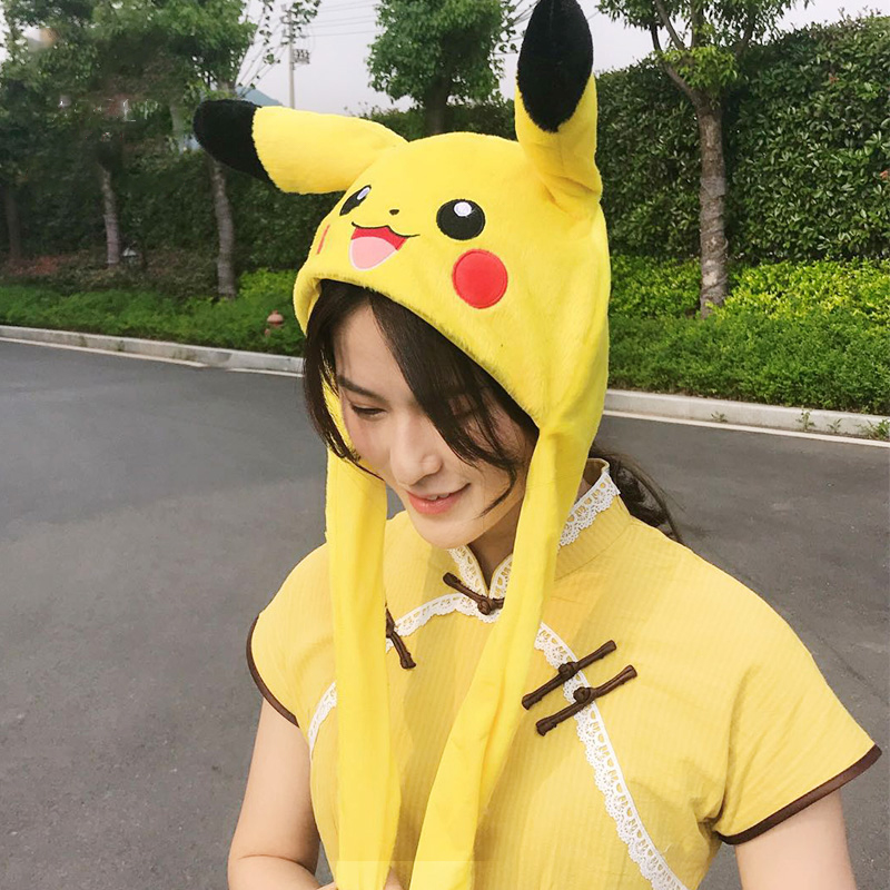 Genuine Bicachu Pikachu hat will move the ears, a pinch will move the net red ear cap airbag cap shake the same section