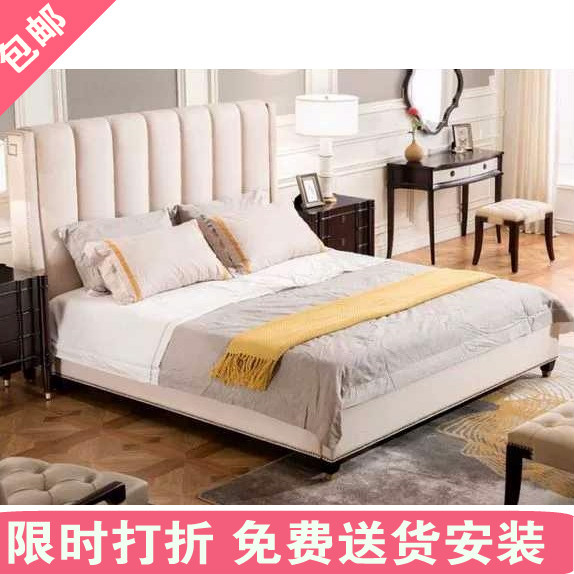 Fabric bed net red bed B&B fabric bed high box storage bed simple modern double bed 1 5m1m 8 master bedroom furniture