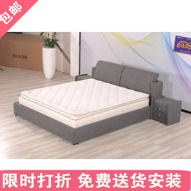 Cloth - art bed can be removed from the simple modern master bedroom 1 5m1 8 m double bed high - box storage installation