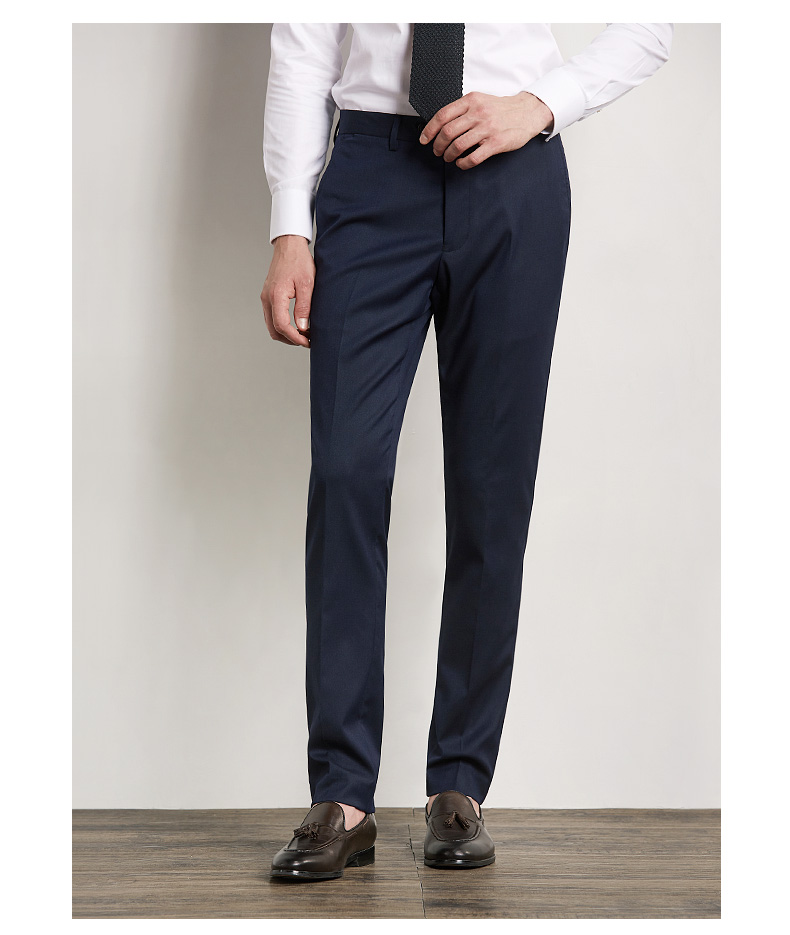 ANOS / Yanos polyester vải pha trộn Cổ áo mỏng phù hợp với bộ đồ kinh doanh màu xanh hải quân bộ vest nam