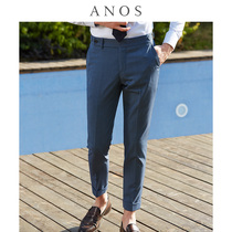 ANOS Naples Paris Buckle Pituitary Pants Wool Blend Single Fold Business Indigo Taper 90% Pants