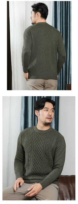 2019 mùa thu và mùa đông áo len cashmere mới nam cổ tròn giản dị dày xoắn tinh khiết cashmere quý ông áo len dệt kim - Áo len Cashmere