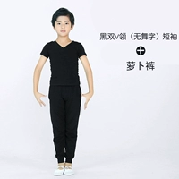 Черный двойной v с коротким рукавом (без танца)+брюки редьки