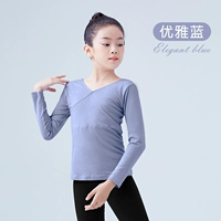 【Крестный воротник】 Элегантный синий длинное рукав (хлопок)