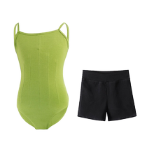 Girls dance clothes green suspenders summer practice clothes childrens ballet Chinese dance black dance shorts split