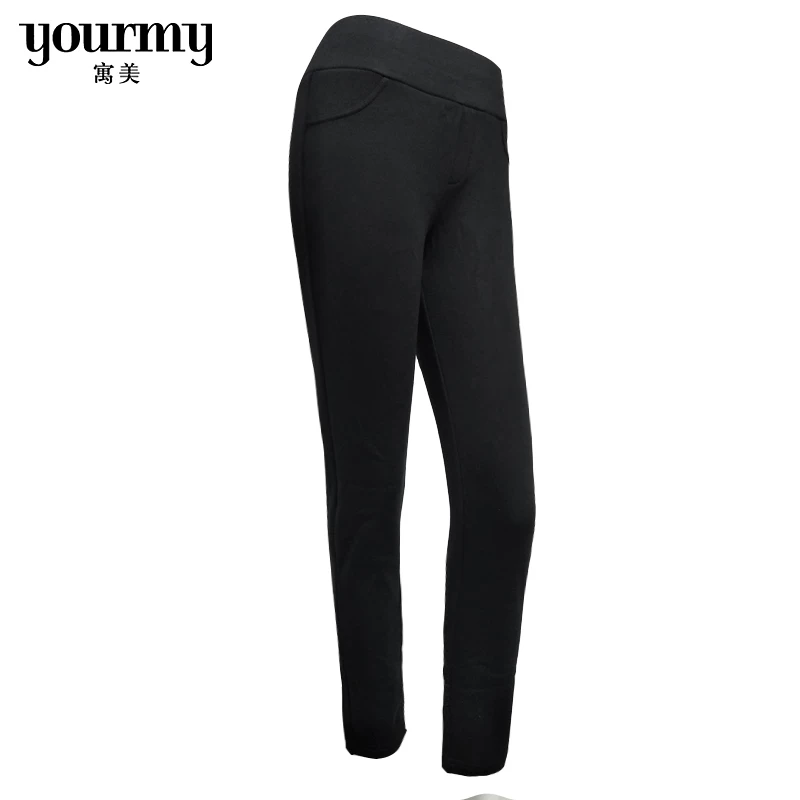 ym/ Pencil, demi-season warm trousers, black leggings