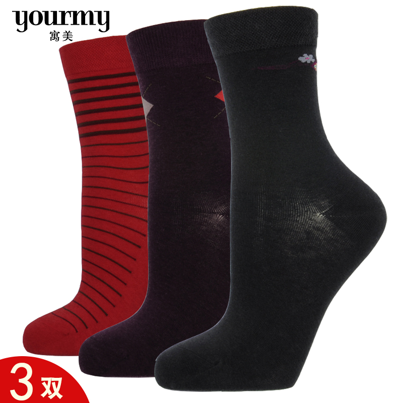 ym allegory wool casual women cotton socks 2254 autumn winter jacquard warm medium thick rhomboid lattice streaks soft central