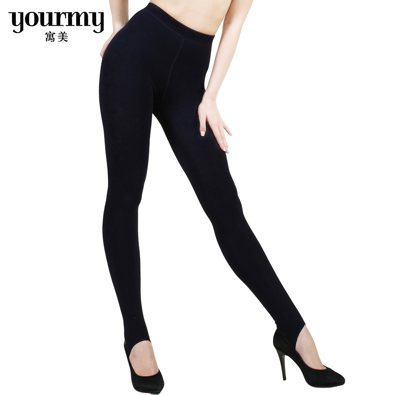 ym Yumei cashmere comfortable soft bodybuilding step pants 3068 women's spring and autumn single layer plus velvet solid color base thick stockings