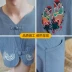 Bộ đồ cotton và vải lanh Trung Quốc phù hợp với nam mùa hè hai mảnh vải lanh kiểu Hàn Quốc và quần short đẹp - Quần short