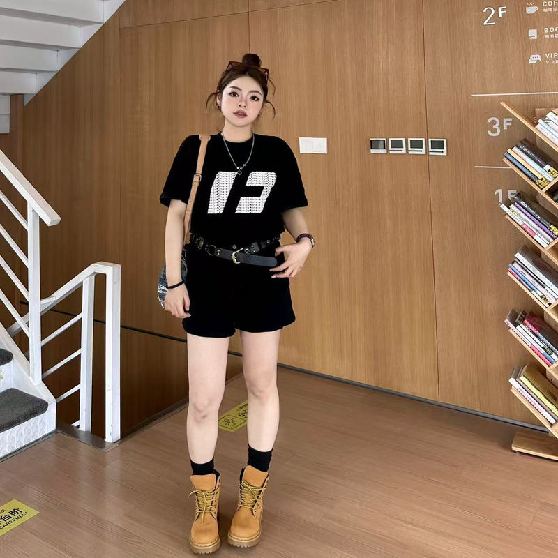 Pear-Shaped Body Denim Shorts for Women 2024 Summer Thin Large Size Loose High-Waisted Slimming A-Line Wide-Leg Hot Pants