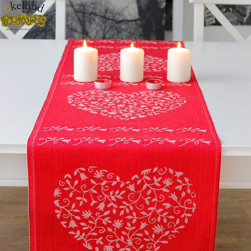 Swedish Ekelund Large Red All-cotton Table Flag Heart-shaped Wedding Celebration Festive Tea Table Flag Table Fabric Customize