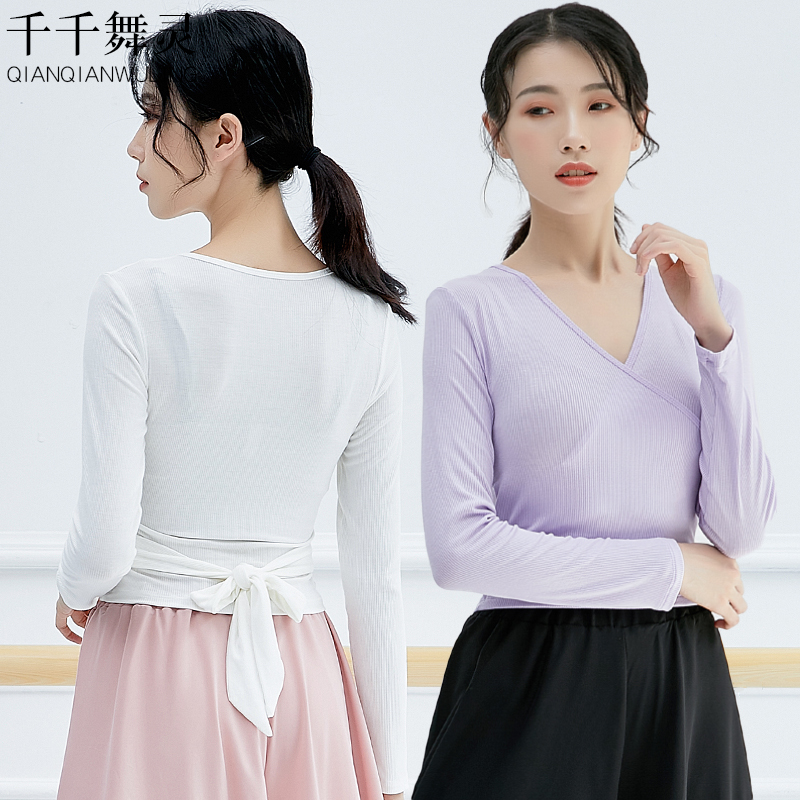 Dance Suit Martial Arts Women Blouse V Collar Modern Dance Long Sleeve Latin Black Classical Dance Body Art Performance Suit