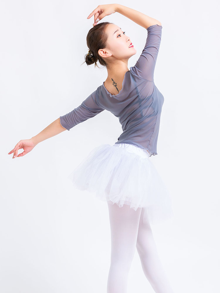 Ballet practice suit Blouse Classical dance yarn dress Female adult mesh top National training modern yoga suit