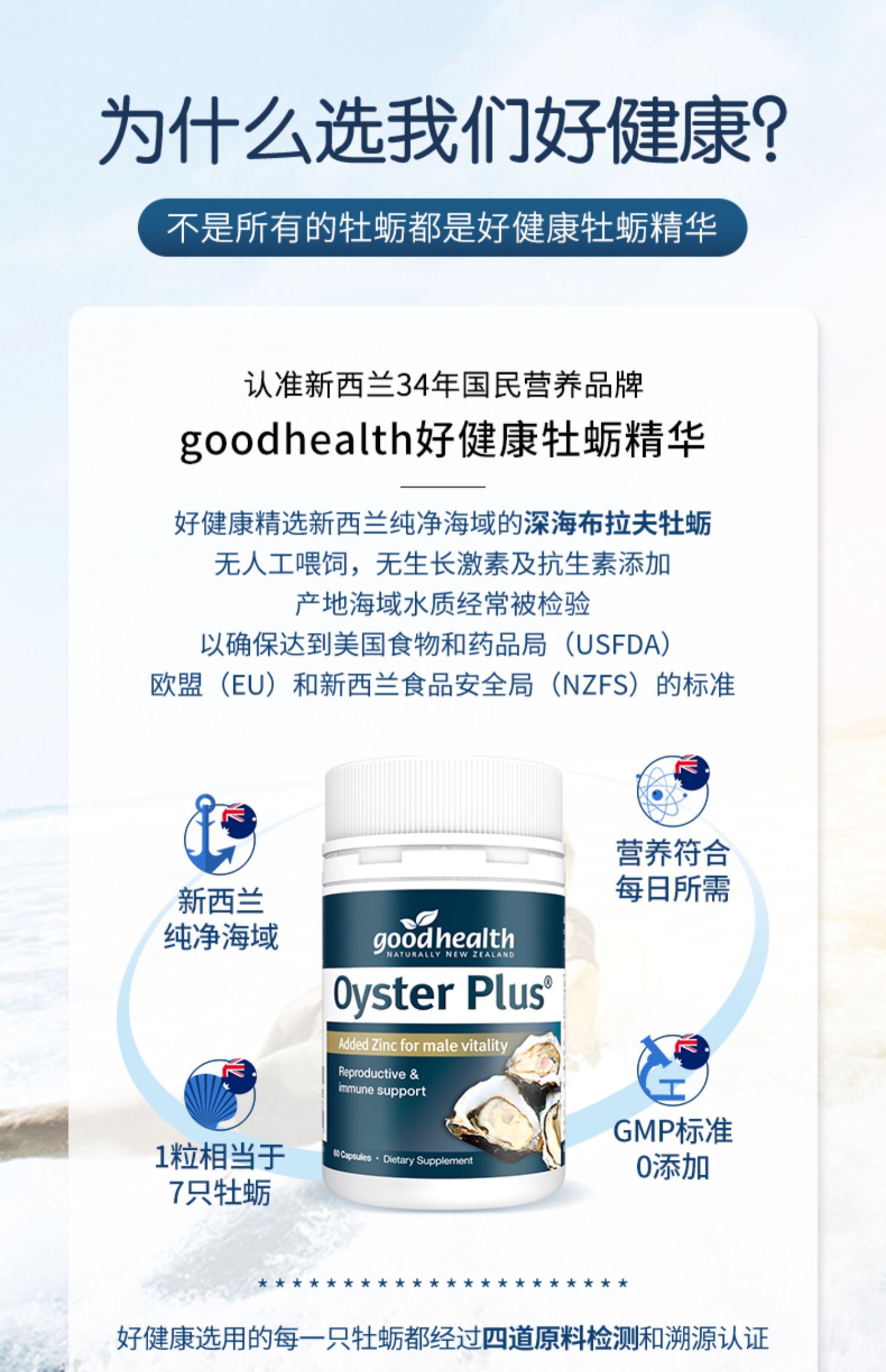 【拍3送1】goodhealth牡蛎精华胶囊60粒*3