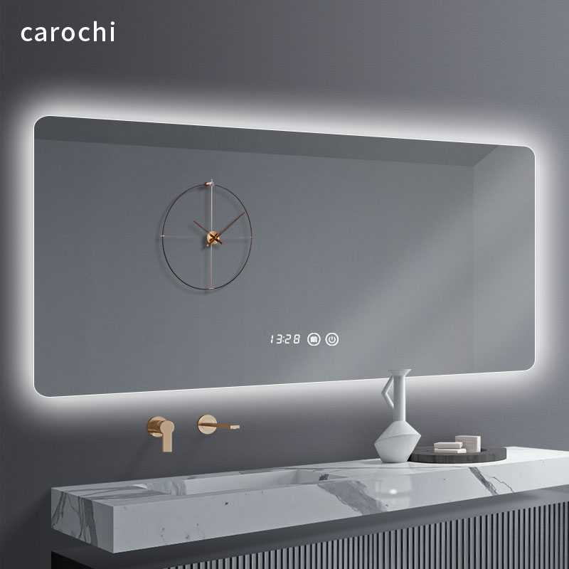 Rectangular mirror smart net red with lamp dressing room wash mirror toilet lamp glass defogging mirror wall-mounted bathroom mirror