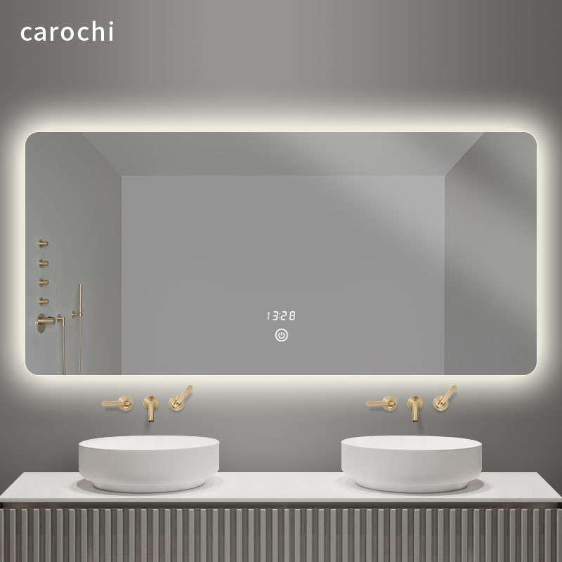 Smart bathroom mirror Toilet sink LED luminous mirror Bathroom makeup mirror with light powder room mirror hanging wall
