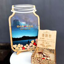 Wooden signature wedding ceremony birthday party fingerprint arrangement props decoration Mason sign Tree Table personality