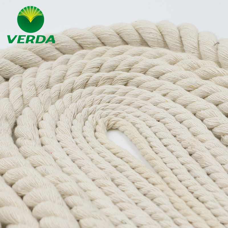 Three-strand cotton rope coarse cotton yarn rub twist handmade decorative rope Beige twist tied thick rope craft beam mouth drawstring