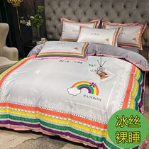 Palace Wind Ice Sheets Four Pieces Of Summer New Internet Red New Spring Autumn Bed Goods Quilt Cover Quilt Cover Real Silk Summer