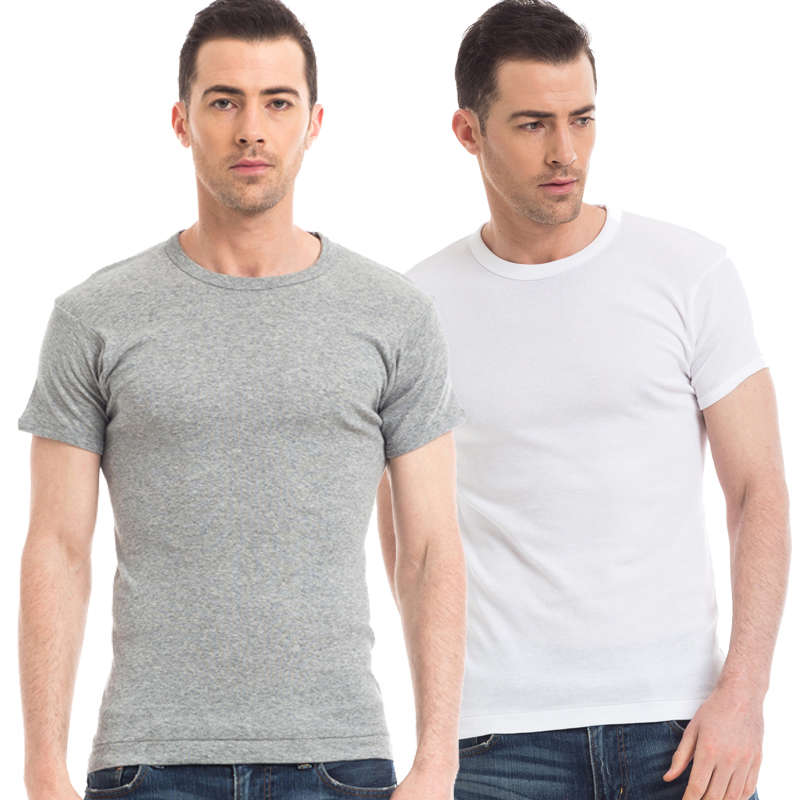 2 Pack] Three-shot men's short sleeve vest cotton undercoat old shirt sports undershirt men's cotton T-shirt 21097