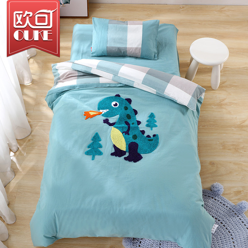 Kindergarten three-piece cover washed cotton children's bed supplies duvet cover 120X150cm cotton cartoon autumn and winter