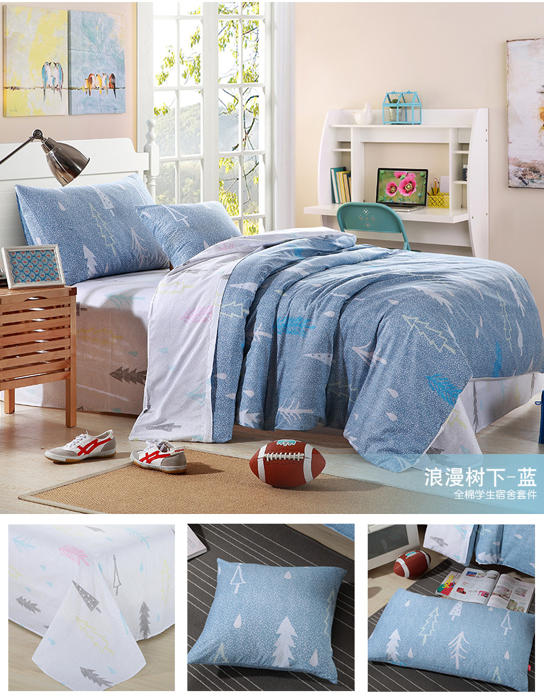 Ký túc xá sinh viên ba mảnh bông giường đơn ký túc xá khăn trải giường quilt bộ ba bộ trẻ em giường bốn bộ