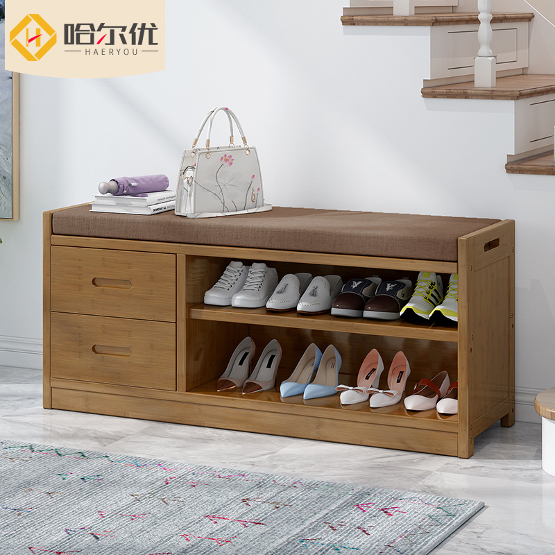 Changing shoes stool Home Entrance Door Shoe Rack Storage cabinet Sitting Shoe Cabinet Solid Wood Minima Starter Wearing Shoes Benches Benches