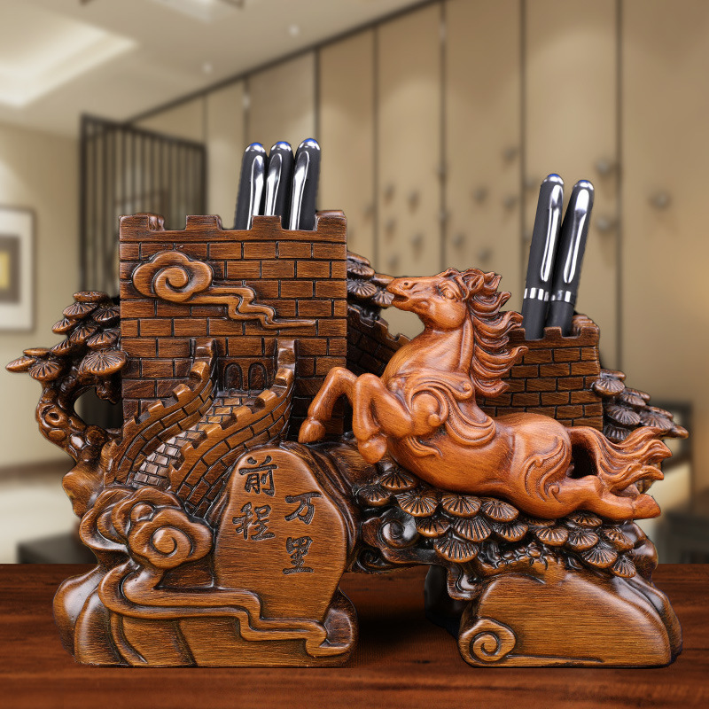 Pen holder containing box office desktop delicately upscale light and luxurious retro ancient wind front Cheng Wanli creative pendulum gift