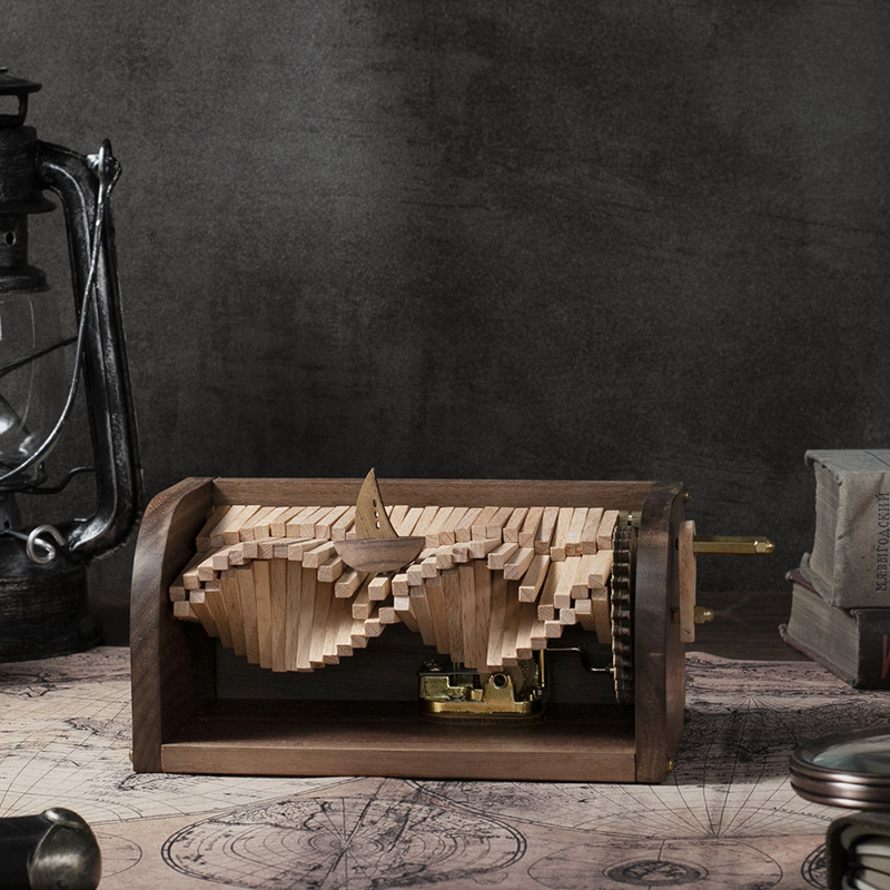 Song of the waves wooden hand-cranked wave maker music box Diy birthday gift for boyfriend and girlfriend music box