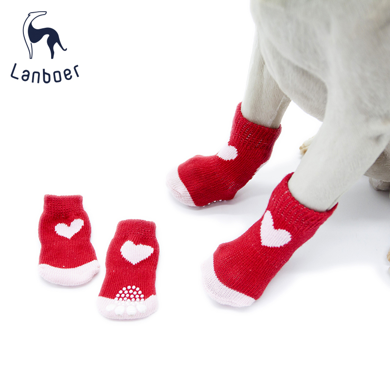 Lanboer new loving-style dog socks anti-dirty pet shoes Sox puppy teddy foot sleeve anti-grab