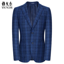Yagal Suit Mens Jacket Blue Plaid Casual Single West Wool Discount Off Yard Clear Barn Mens Suit